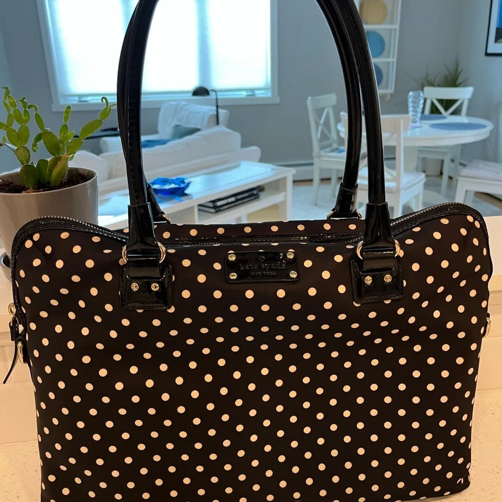 kate spade Black and White Polka Dot Laptop Bag - Picture 3 of 7